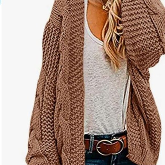 Oversized Chunky Open Front (Grandpa)Cardigan Sweaters Cable Knit - Picture 1 of 4